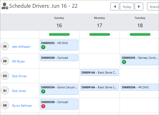Schedule Drivers Feature Screenshot